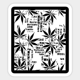 Black and white weed graphic Sticker